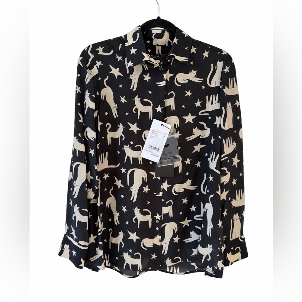 😻😻😻 WEEKEND MAX MARA TABELLA - BUTTON-DOWN SILK BLOUSE size 6 US/ 40 European - Picture 6 of 12